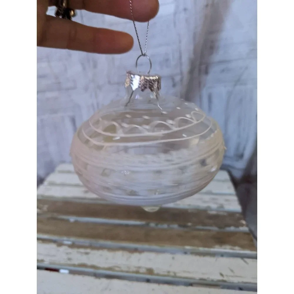 Glass crocheted ornament Xmas holiday‎ white